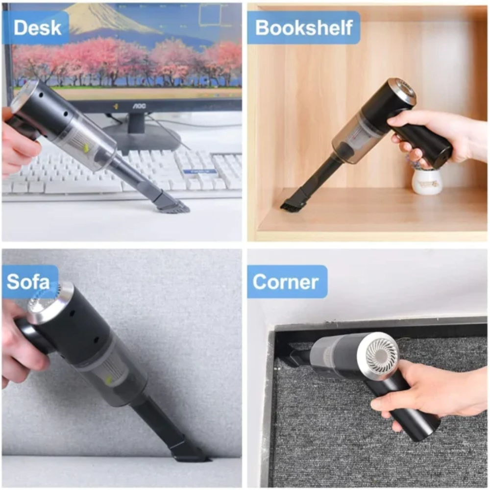 3-in-1 Rechargeable Car Vacuum, Blower & Balloon Pump – Wireless Mini Cleaner for Home, Car & More